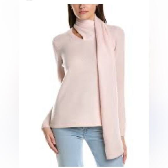 J. McLaughlin Krissa Cashmere Sweater with sash In petal Pink Size LARGE - Picture 1 of 10